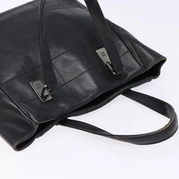 CHANEL Choco Bar COCO Mark Hand Bag Canvas Black Silver - Picture 6 of 16